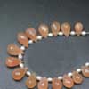 Pink Peach Natural Moonstone Faceted Tear Drops Briolette Bead 15 Beads and Size 7mm to 10mm approx.